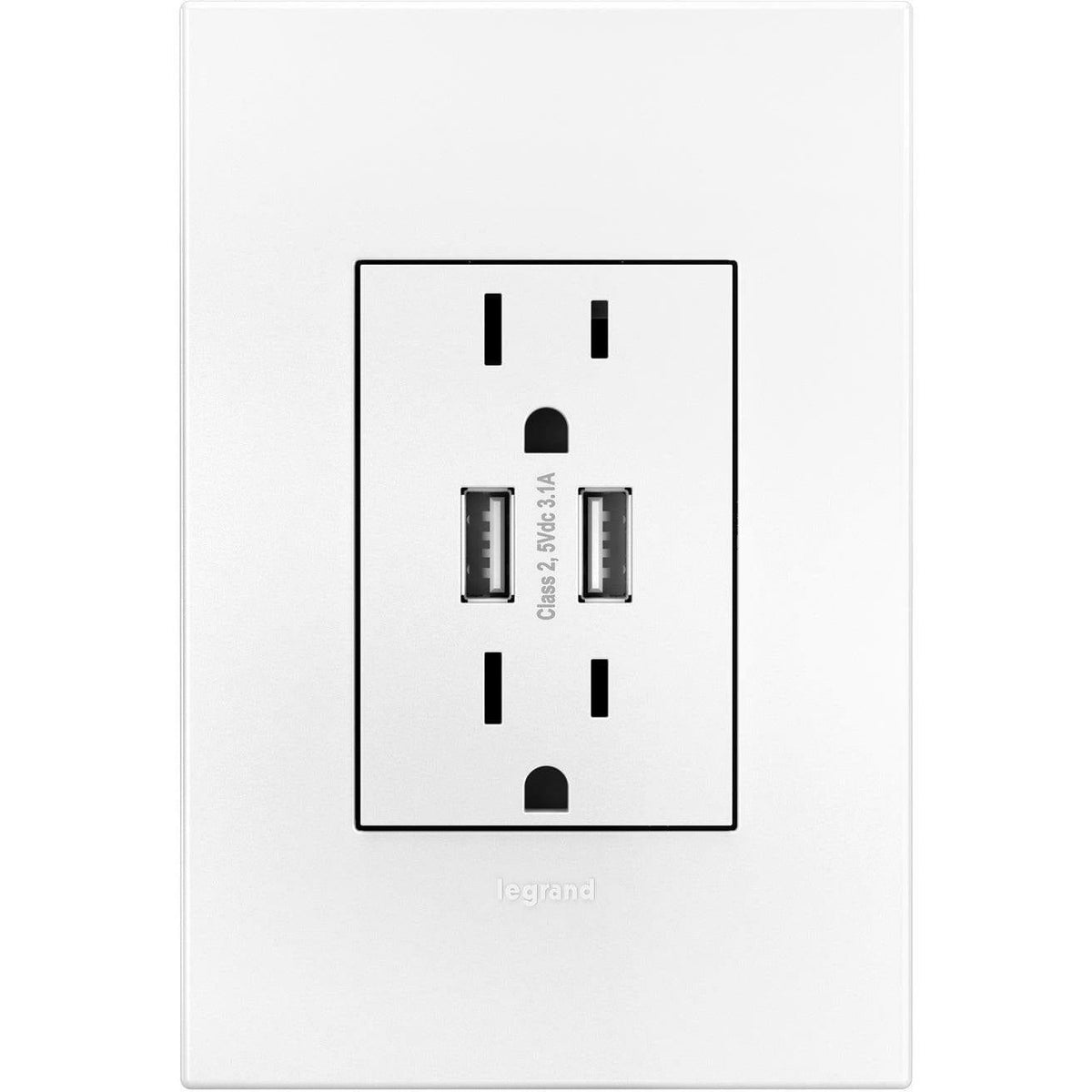 Legrand - adorne® Dual-USB Outlet with Wall Plate - ARTRUSB153W4WP | Montreal Lighting & Hardware