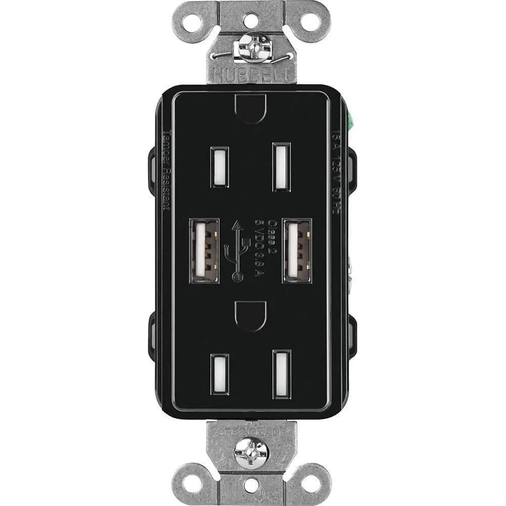 Lutron - Claro & Satin Colors 15A USB Tamper Resistance Receptacle - CAR-15-UBTR-BL | Montreal Lighting & Hardware
