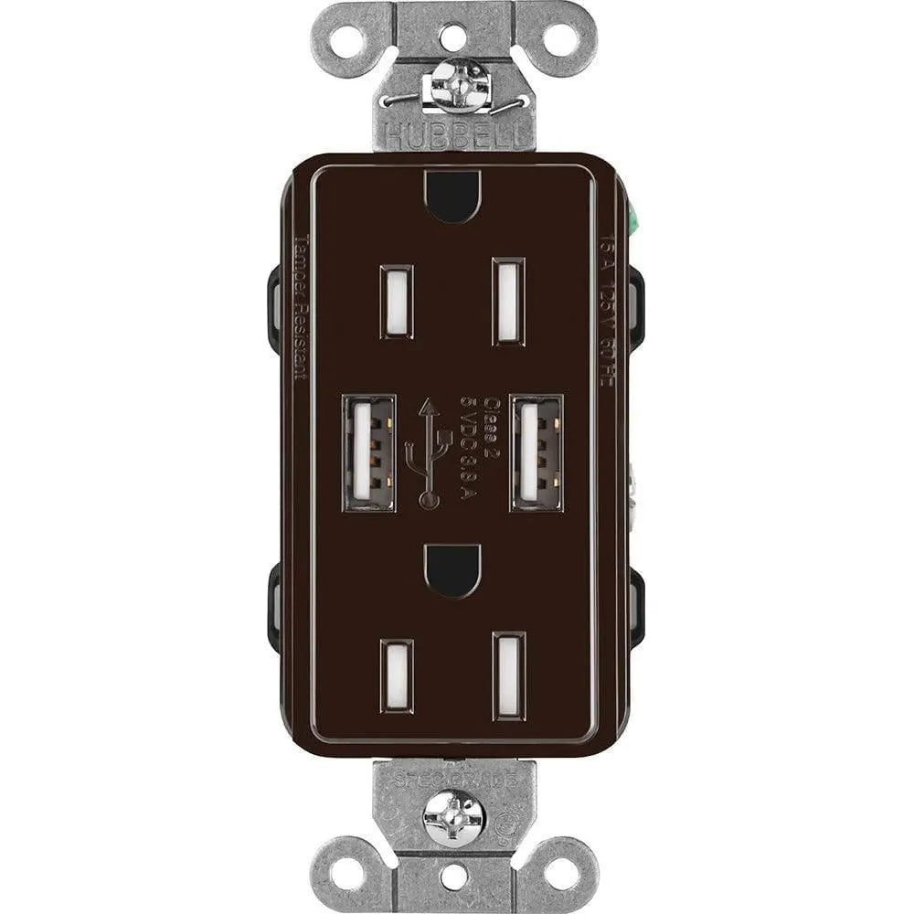 Lutron - Claro & Satin Colors 15A USB Tamper Resistance Receptacle - CAR-15-UBTR-BR | Montreal Lighting & Hardware