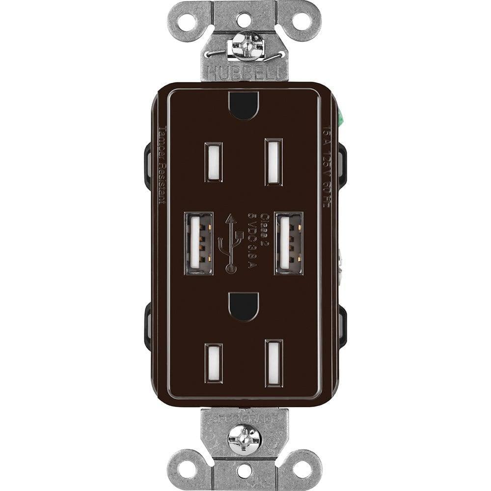 Lutron - Claro & Satin Colors 15A USB Tamper Resistance Receptacle - CAR-15-UBTR-BR | Montreal Lighting & Hardware