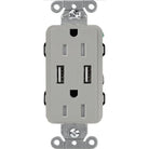 Lutron - Claro & Satin Colors 15A USB Tamper Resistance Receptacle - CAR-15-UBTR-GR | Montreal Lighting & Hardware