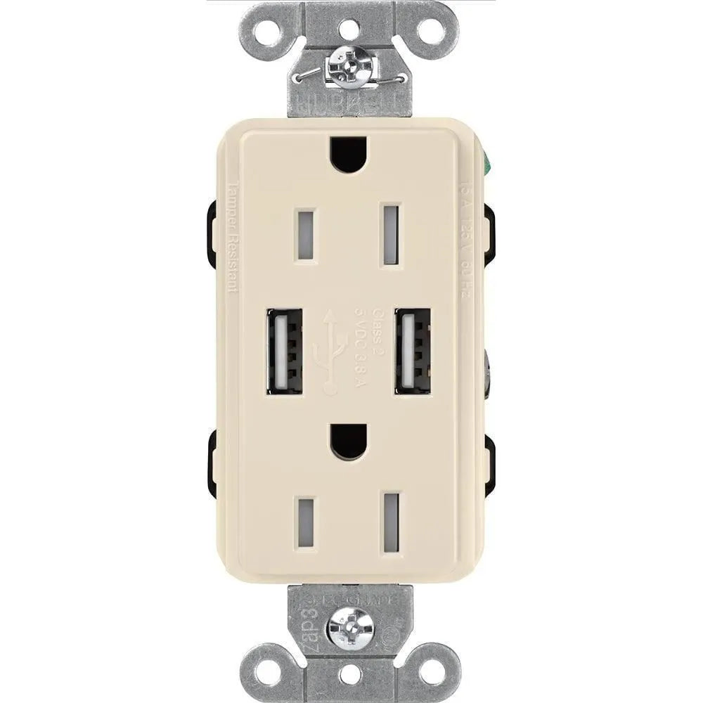 Lutron - Claro & Satin Colors 15A USB Tamper Resistance Receptacle - CAR-15-UBTR-LA | Montreal Lighting & Hardware