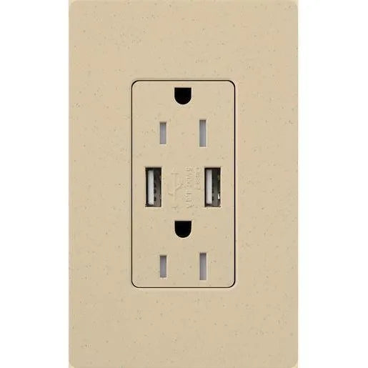 Lutron - Claro & Satin Colors 15A USB Tamper Resistance Receptacle - SCR-15-UBTR-DS | Montreal Lighting & Hardware