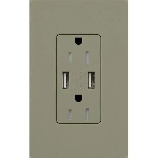 Lutron - Claro & Satin Colors 15A USB Tamper Resistance Receptacle - SCR-15-UBTR-GB | Montreal Lighting & Hardware