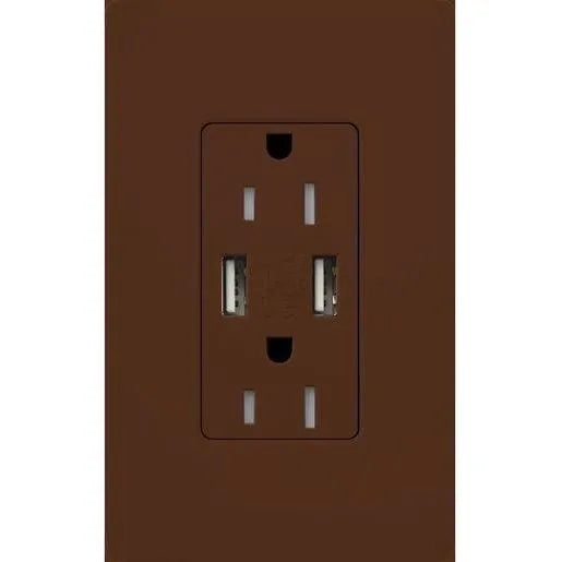Lutron - Claro & Satin Colors 15A USB Tamper Resistance Receptacle - SCR-15-UBTR-SI | Montreal Lighting & Hardware