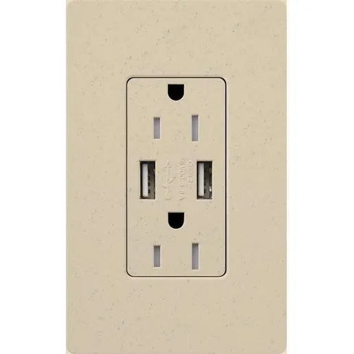Lutron - Claro & Satin Colors 15A USB Tamper Resistance Receptacle - SCR-15-UBTR-ST | Montreal Lighting & Hardware