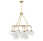 Meridian Lighting M10098NB Meridian Nine Light Chandelier in Natural Brass