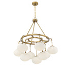Meridian Lighting M10098NB Meridian Nine Light Chandelier in Natural Brass