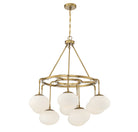 Meridian Lighting M10098NB Meridian Nine Light Chandelier in Natural Brass