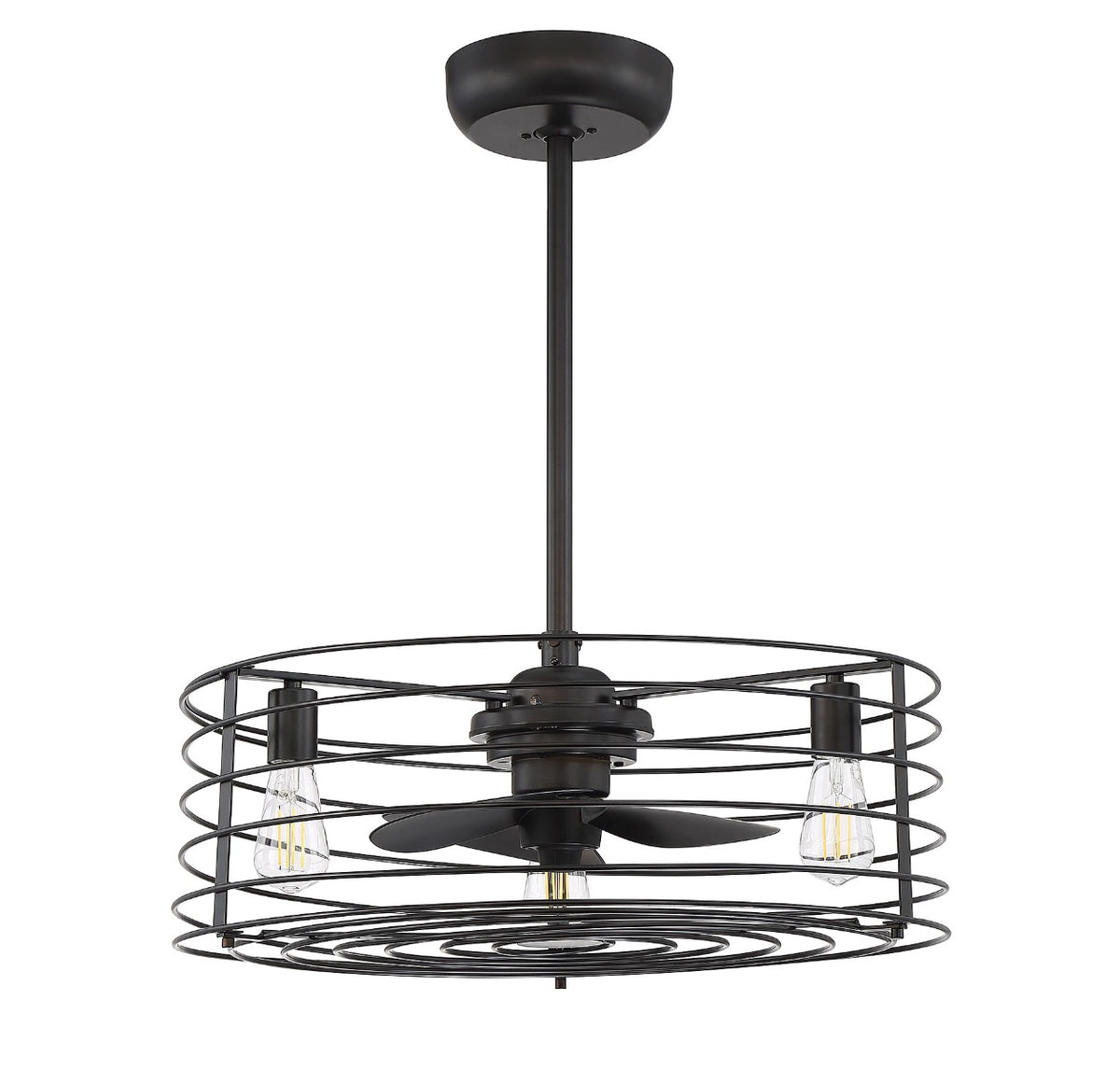 Meridian Lighting M2007ORB Meridian 14" Three Light Fan D'Lier in Oil Rubbed Bronze