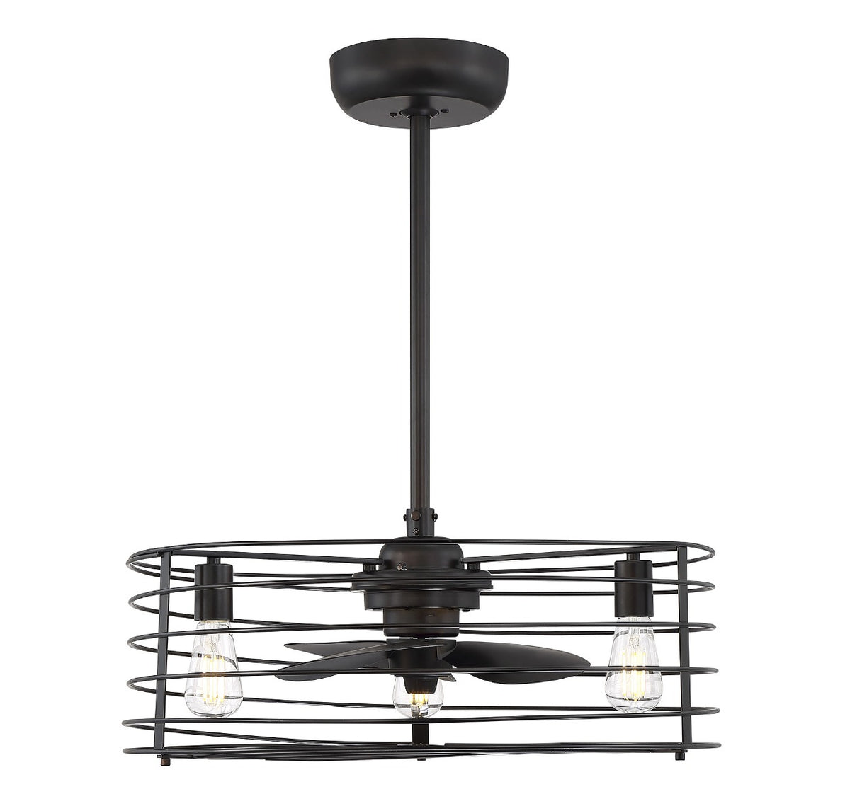 Meridian Lighting M2007ORB Meridian 14" Three Light Fan D'Lier in Oil Rubbed Bronze