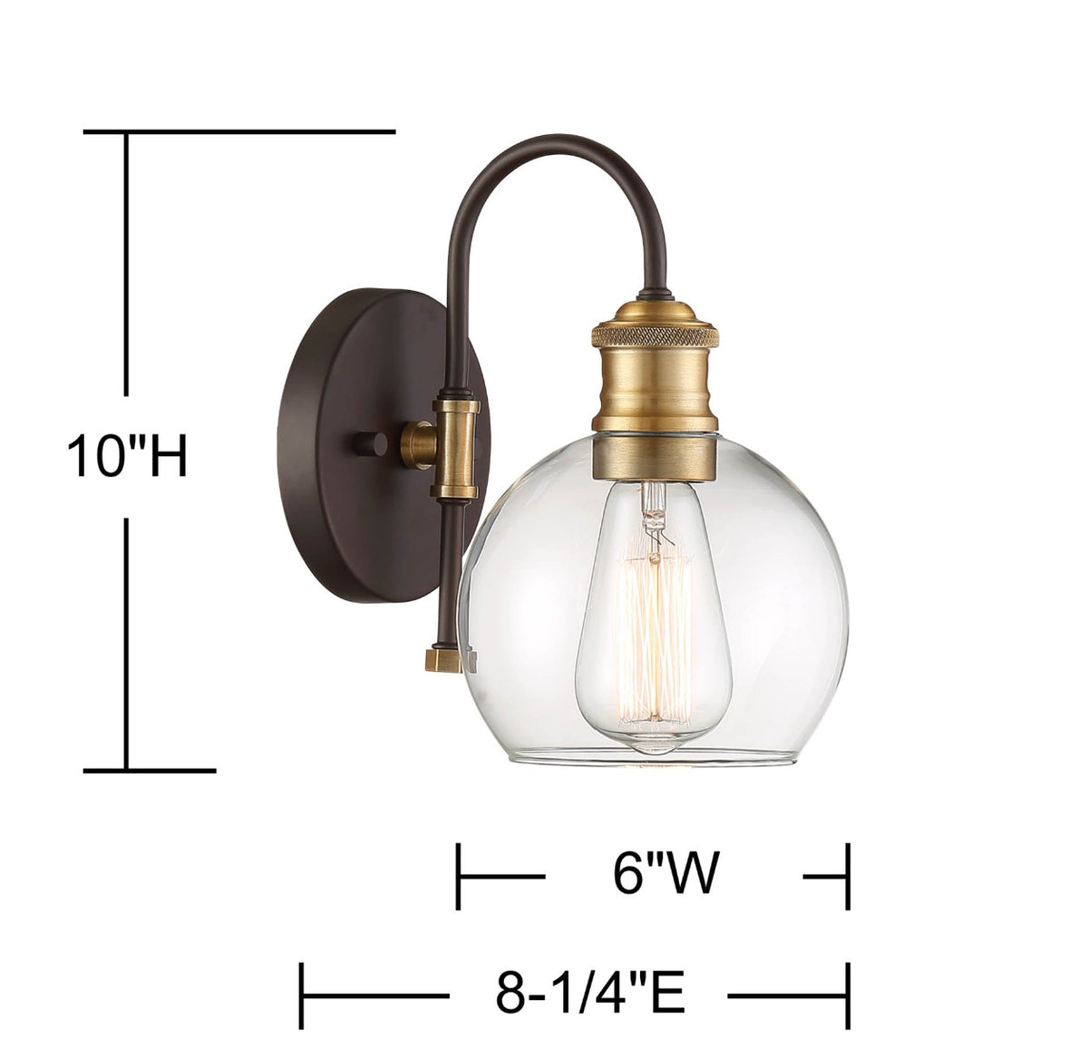 Meridian Lighting M50040ORBNB Meridian One Light Outdoor Wall Sconce in Oil Rubbed Bronze with Natural Brass