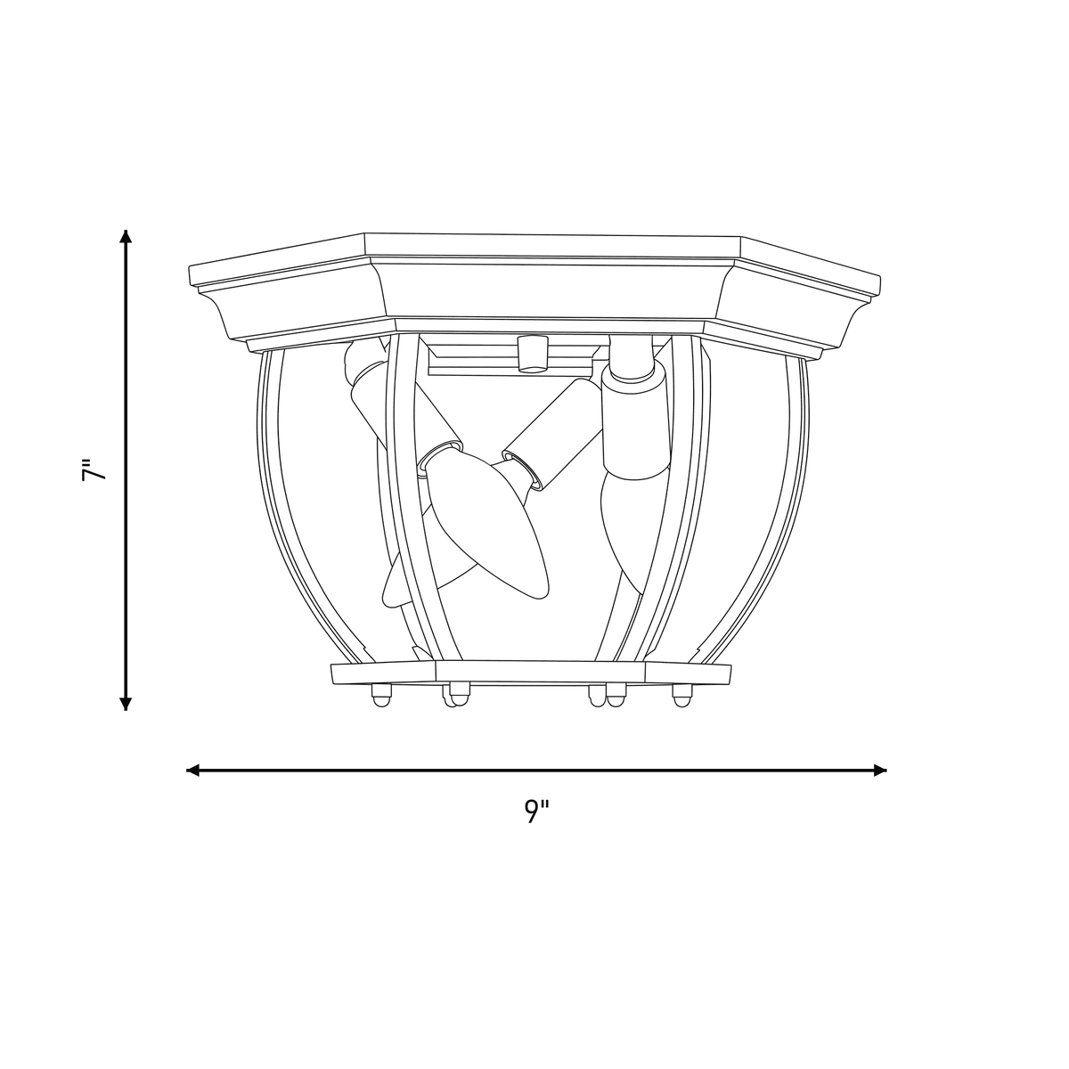 Meridian Lighting M50059BK Meridian Three Light Outdoor Ceiling Light in Black