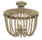Plafonnier Meridian Lighting M60002-97 à trois lumières en bois naturel avec corde