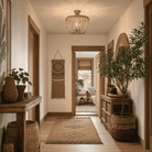 Plafonnier Meridian Lighting M60002-97 à trois lumières en bois naturel avec corde
