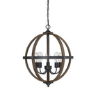 Éclairage Meridian M70041WB Lampe Meridian à cinq branches Suspendu en bois avec du noir