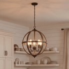 Éclairage Meridian M70041WB Lampe Meridian à cinq branches Suspendu en bois avec du noir