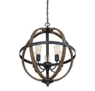 Éclairage Meridian M70041WB Lampe Meridian à cinq branches Suspendu en bois avec du noir