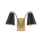 Meridian Lighting M90076MBKNB Meridian Two Light Wall Sconce in Matte Black with Natural Brass