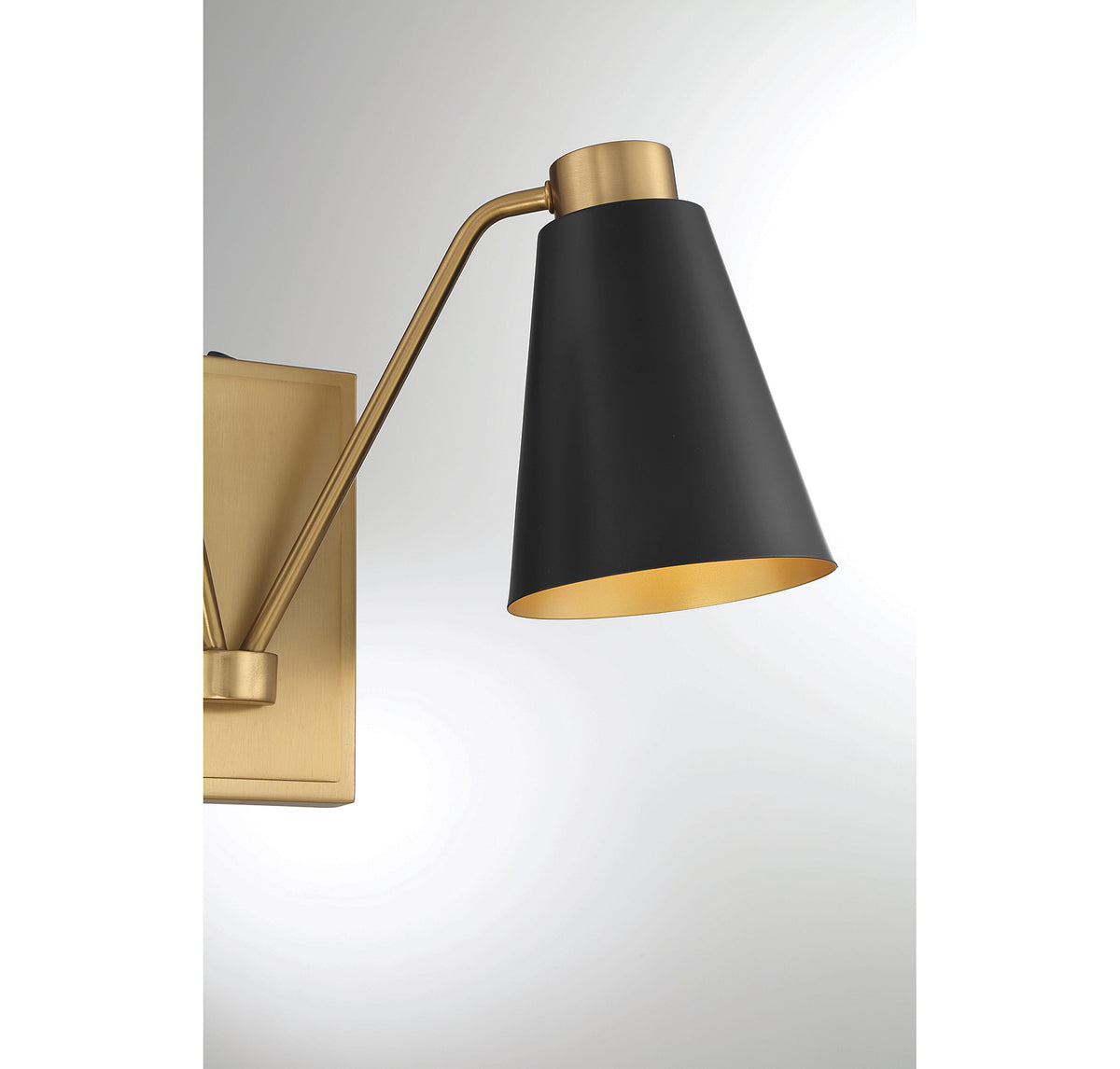 Meridian Lighting M90076MBKNB Meridian Two Light Wall Sconce in Matte Black with Natural Brass