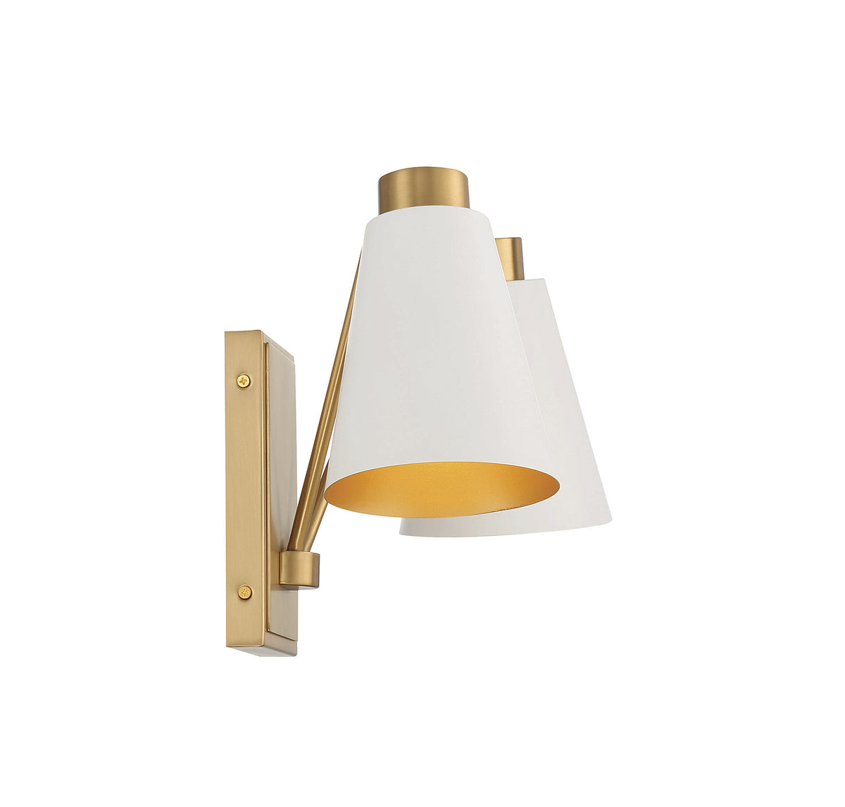 Meridian Lighting M90076WHNB Meridian Two Light Wall Sconce in White with Natural Brass