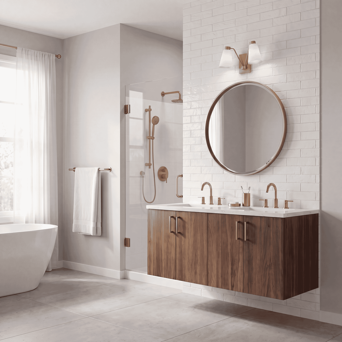Meridian Lighting M90076WHNB Meridian Two Light Wall Sconce in White with Natural Brass