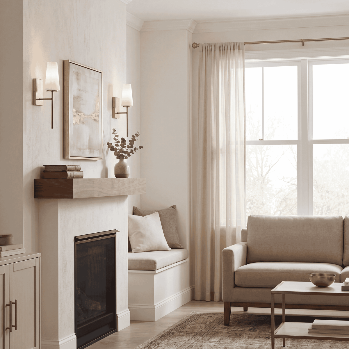 Meridian Lighting M90115NB Meridian One Light Wall Sconce in Natural Brass