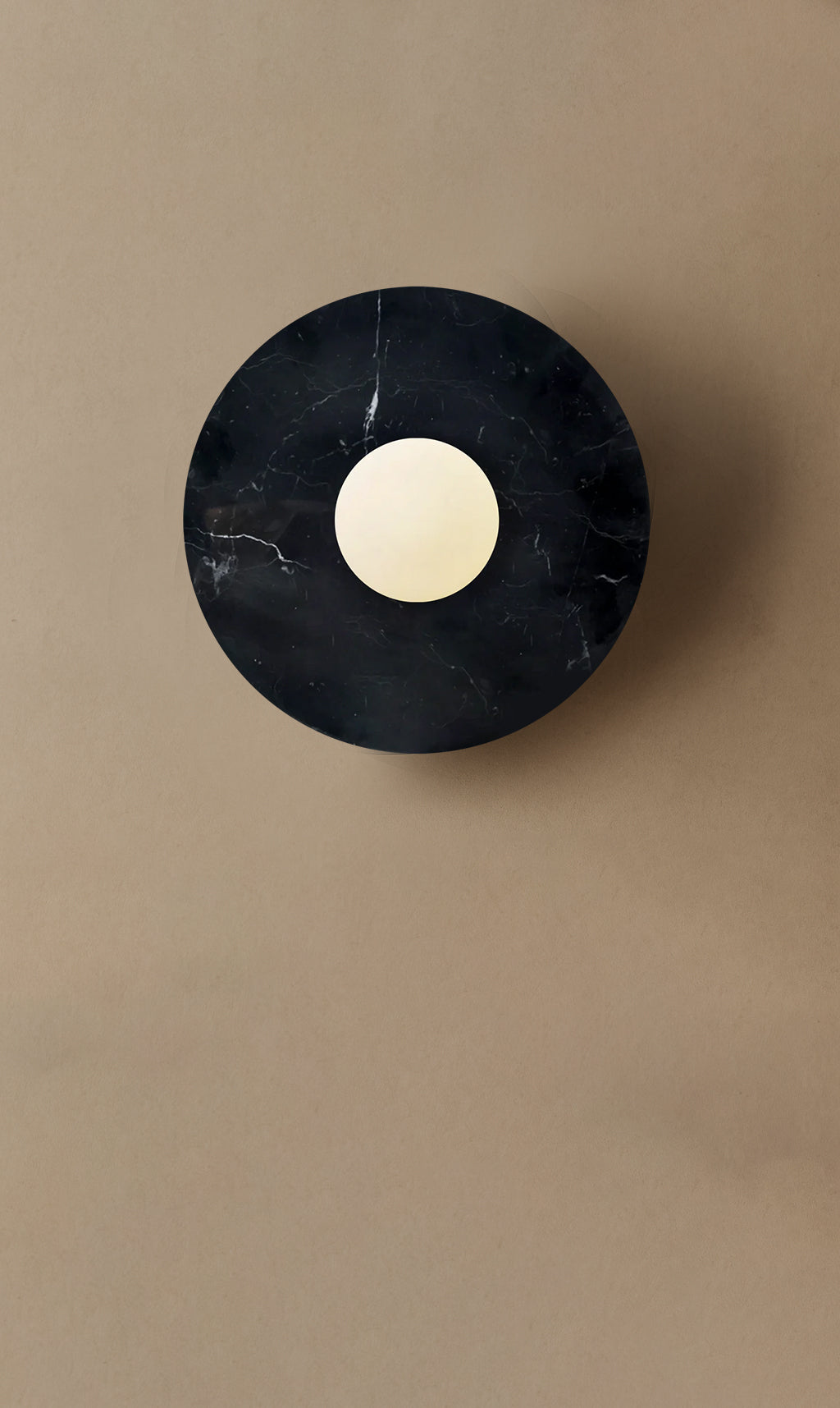 Dounia Home - DH-MARDISWAL-SM-BLK - Maria Disc Wall Sconce - Black Marble - Black Marble