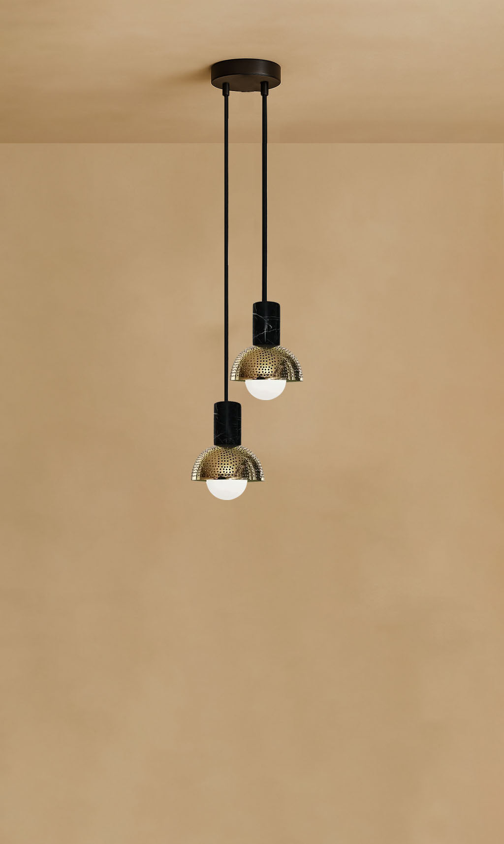 Dounia Home - DH-MAR2LIG-BRS - Maria 2 Light Chandelier - Polished Brass
