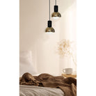 Dounia Home - DH-MARMARDOM-SM-BRS - Maria Marble Dome Pendant Light - Polished Brass