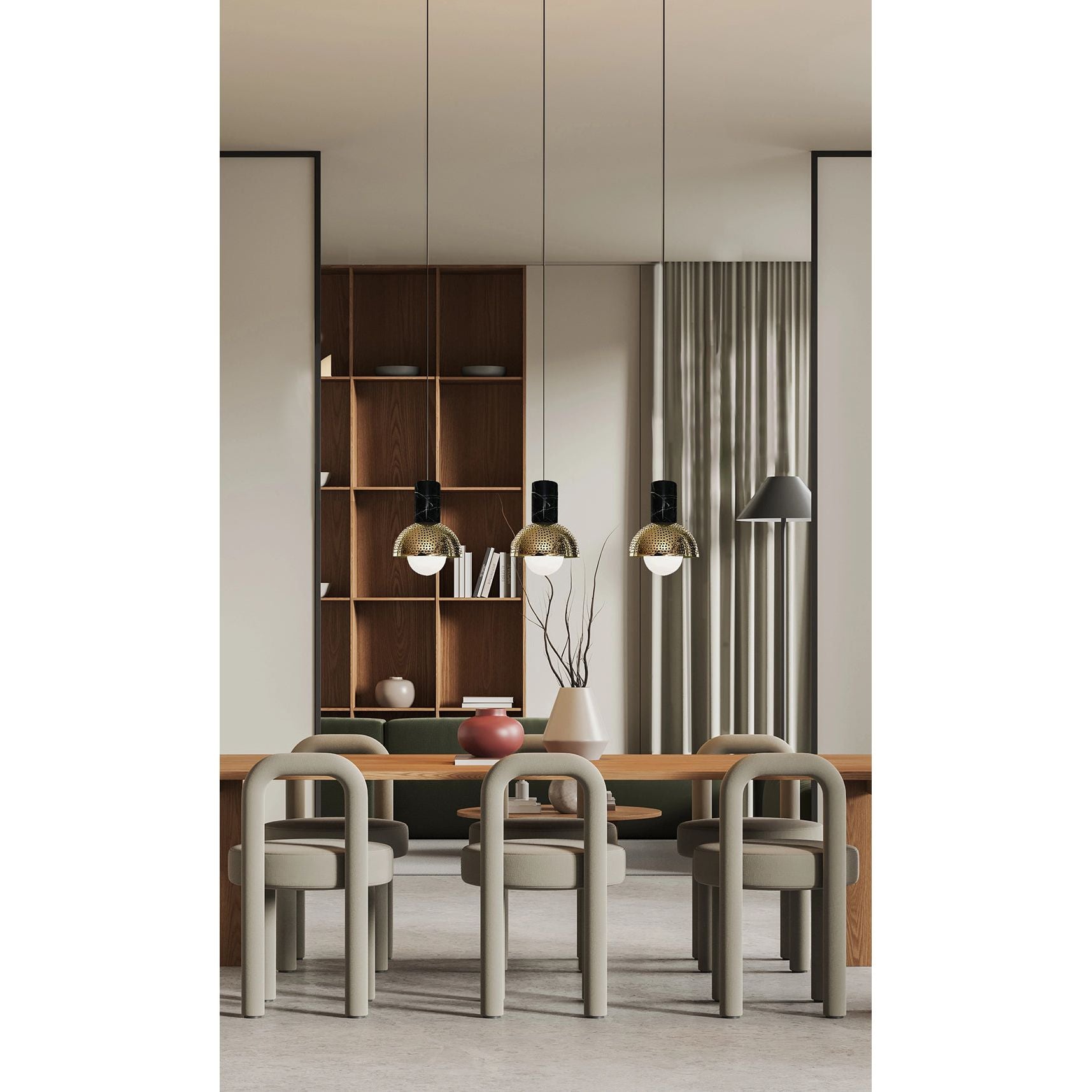 Dounia Home - DH-MARLIN3-PC - Maria linear 3 globe chandelier - Polished Copper