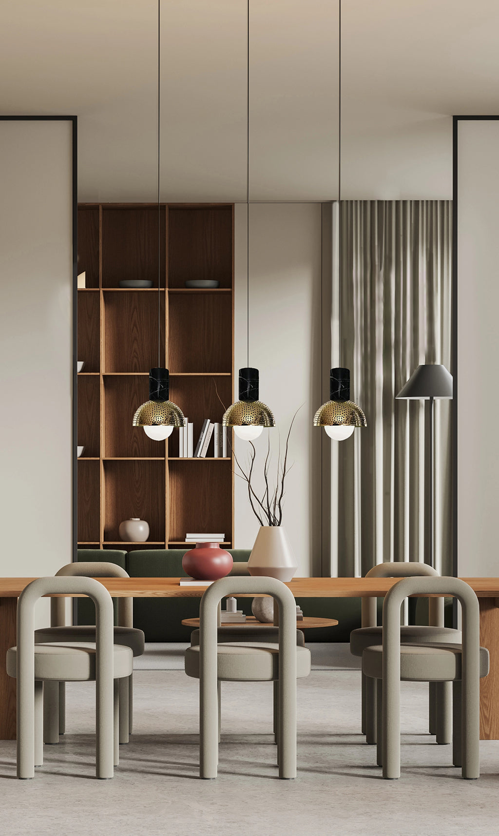 Dounia Home - DH-MARLIN3-PC - Maria linear 3 globe chandelier - Polished Copper