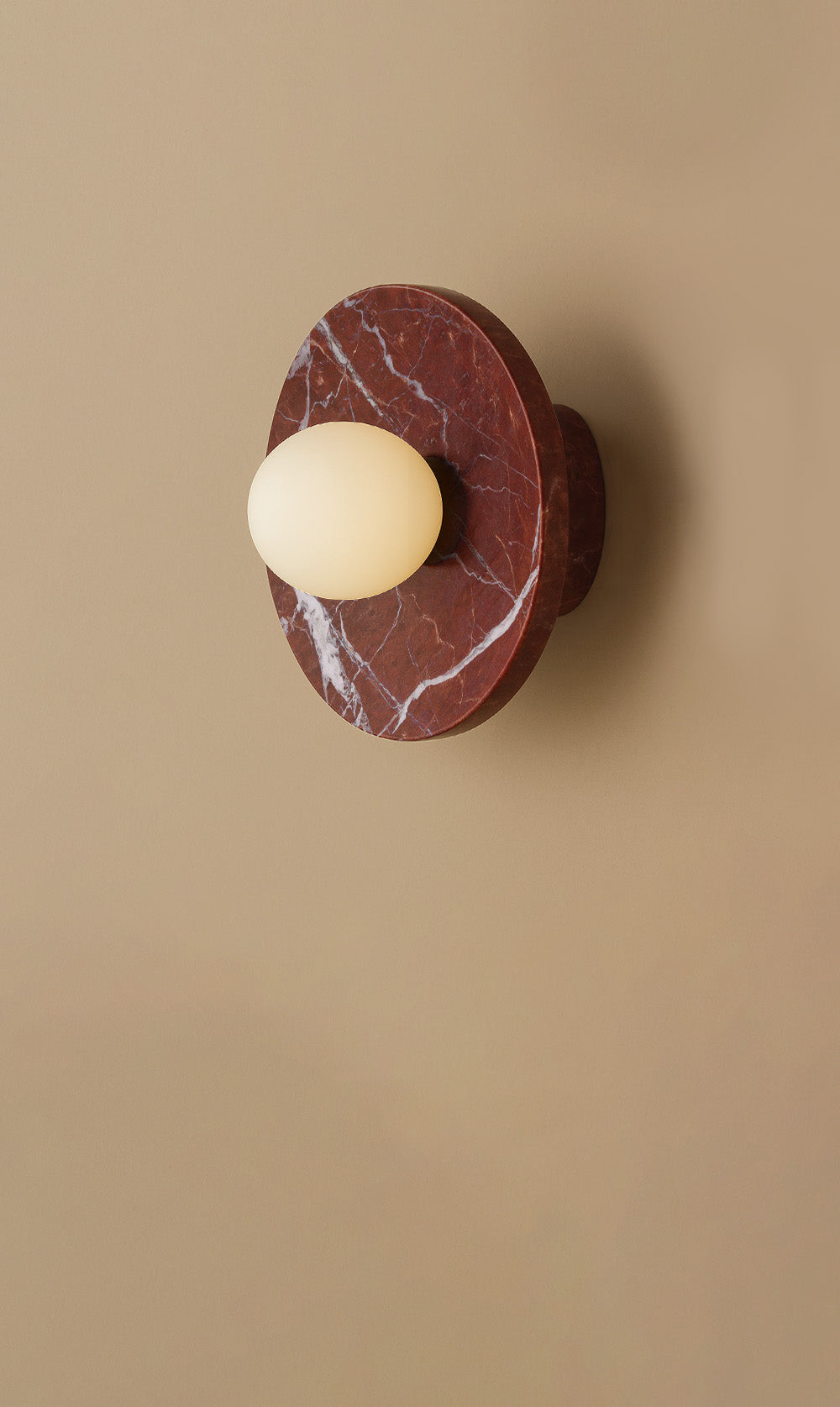 Dounia Home - DH-MARDISWAL-MD-RED - Maria Disc Wall Sconce  - Red Marble - Red Marble