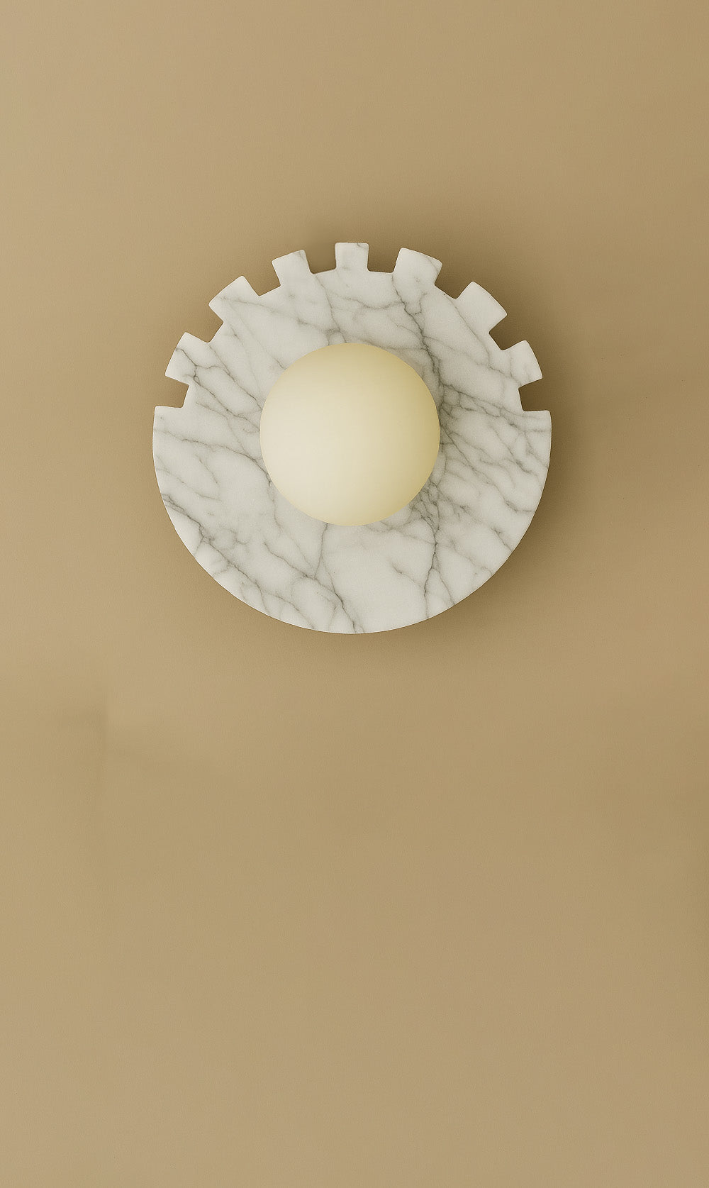 Dounia Home - DH-CHEDISWAL-SM-WHT - Checkered Disc Wall Sconce - White Marble - White Marble