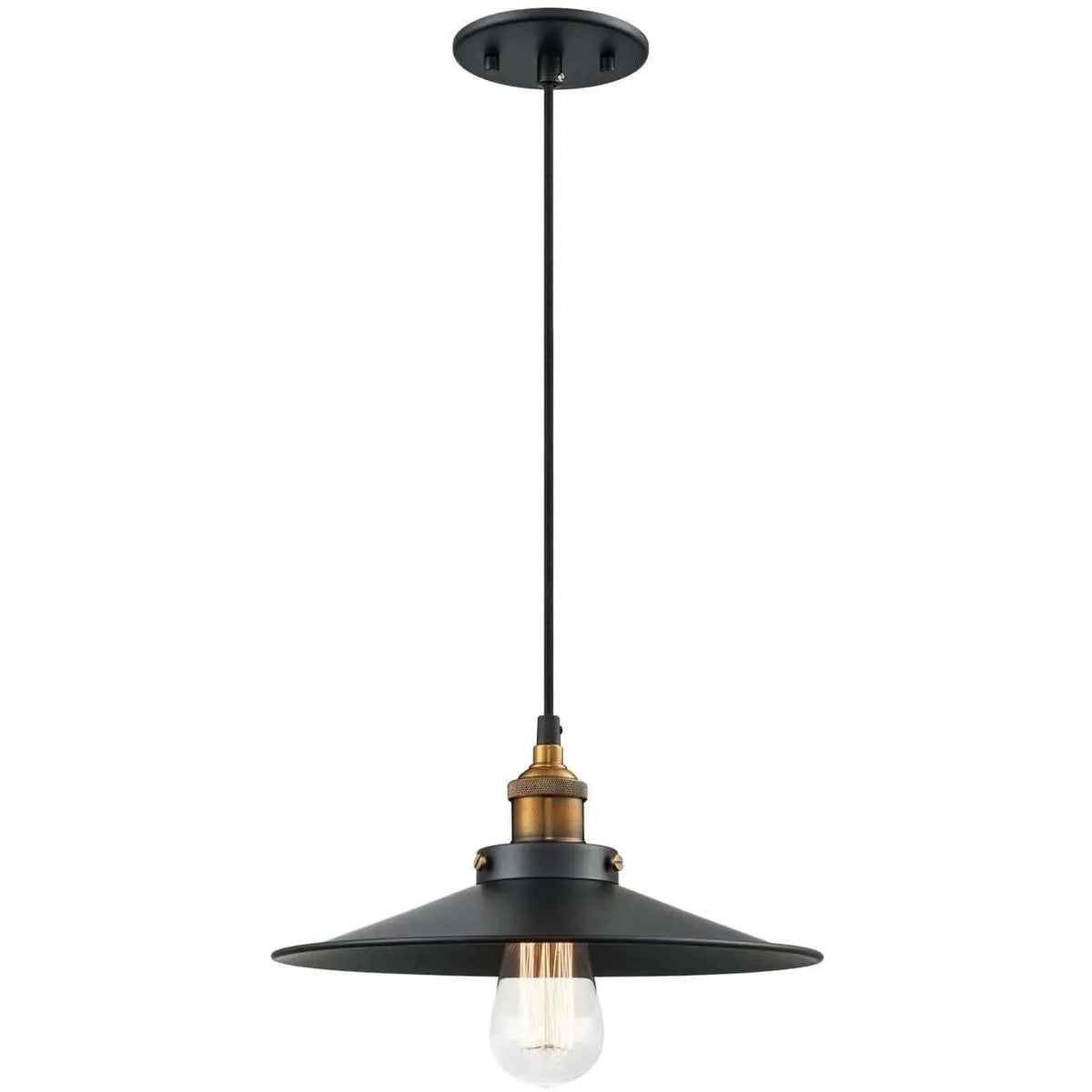 Matteo Lighting - Bulstrode's Workshop Metal Shade Pendant - C46112WGBK | Montreal Lighting & Hardware