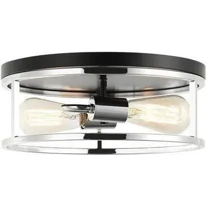 Matteo Lighting - Clarke Round Flush Mount - M15502BKAG | Montreal Lighting & Hardware