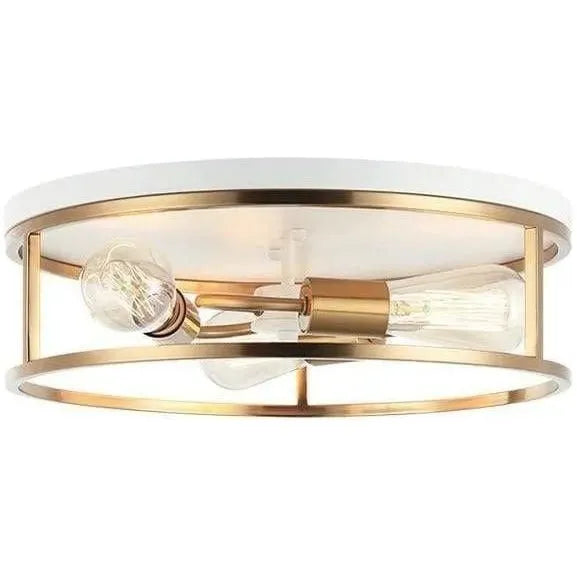Matteo Lighting - Clarke Round Flush Mount - M15503WHAG | Montreal Lighting & Hardware