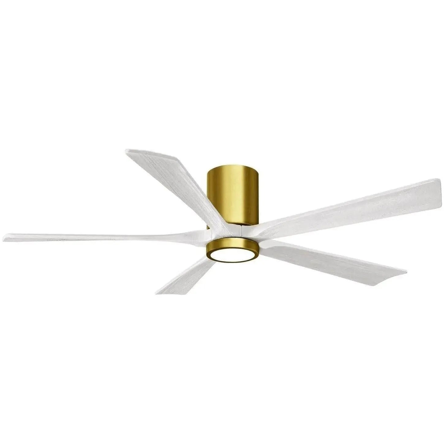 Matthews Fan Company - Irene 5 Hugger Ceiling Fan with Light Kit - IR5HLK-BRBR-MWH-60 | Montreal Lighting & Hardware