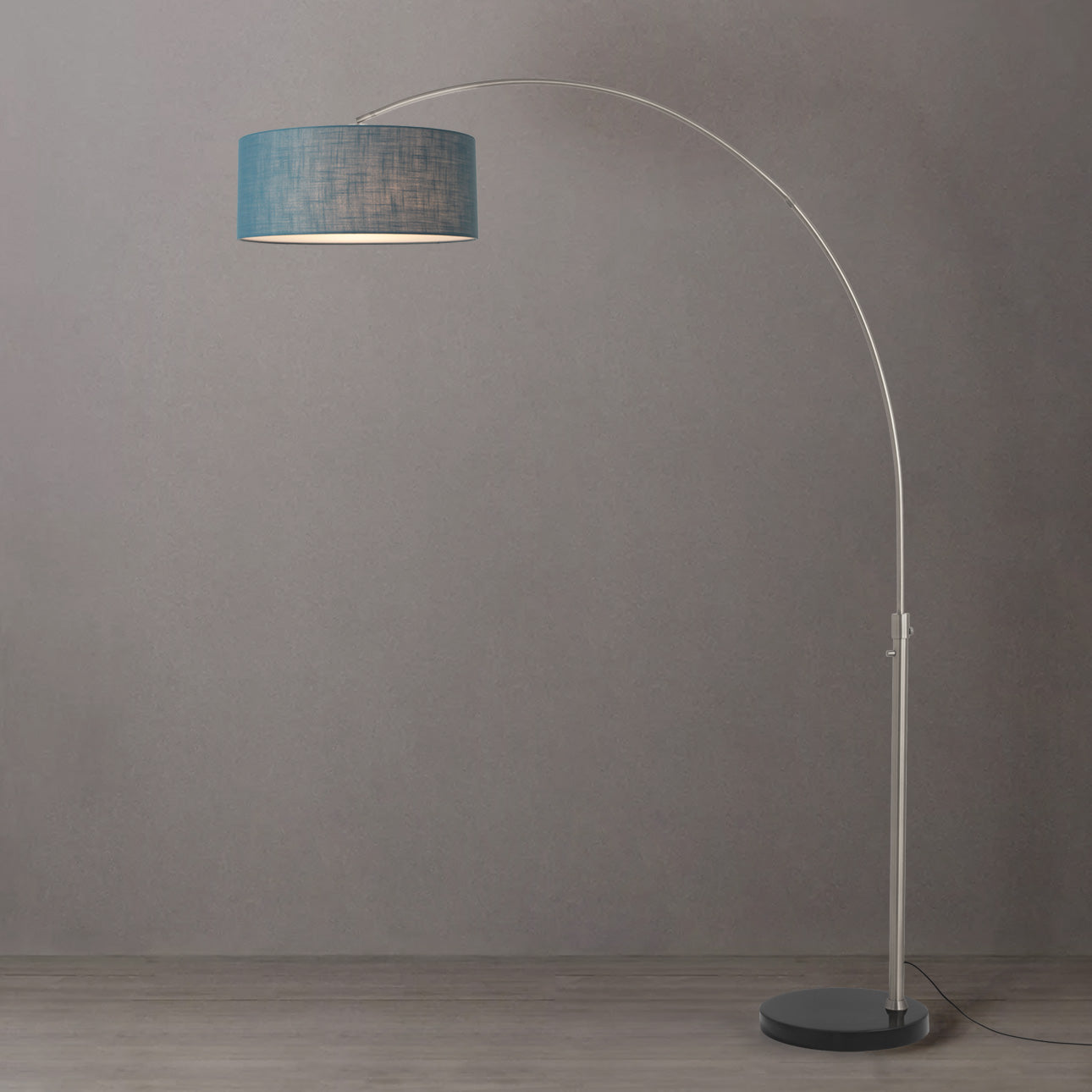 Nova of California 2110819BL Float 1-Light Arc Lamp in Satin Nickel / Black
