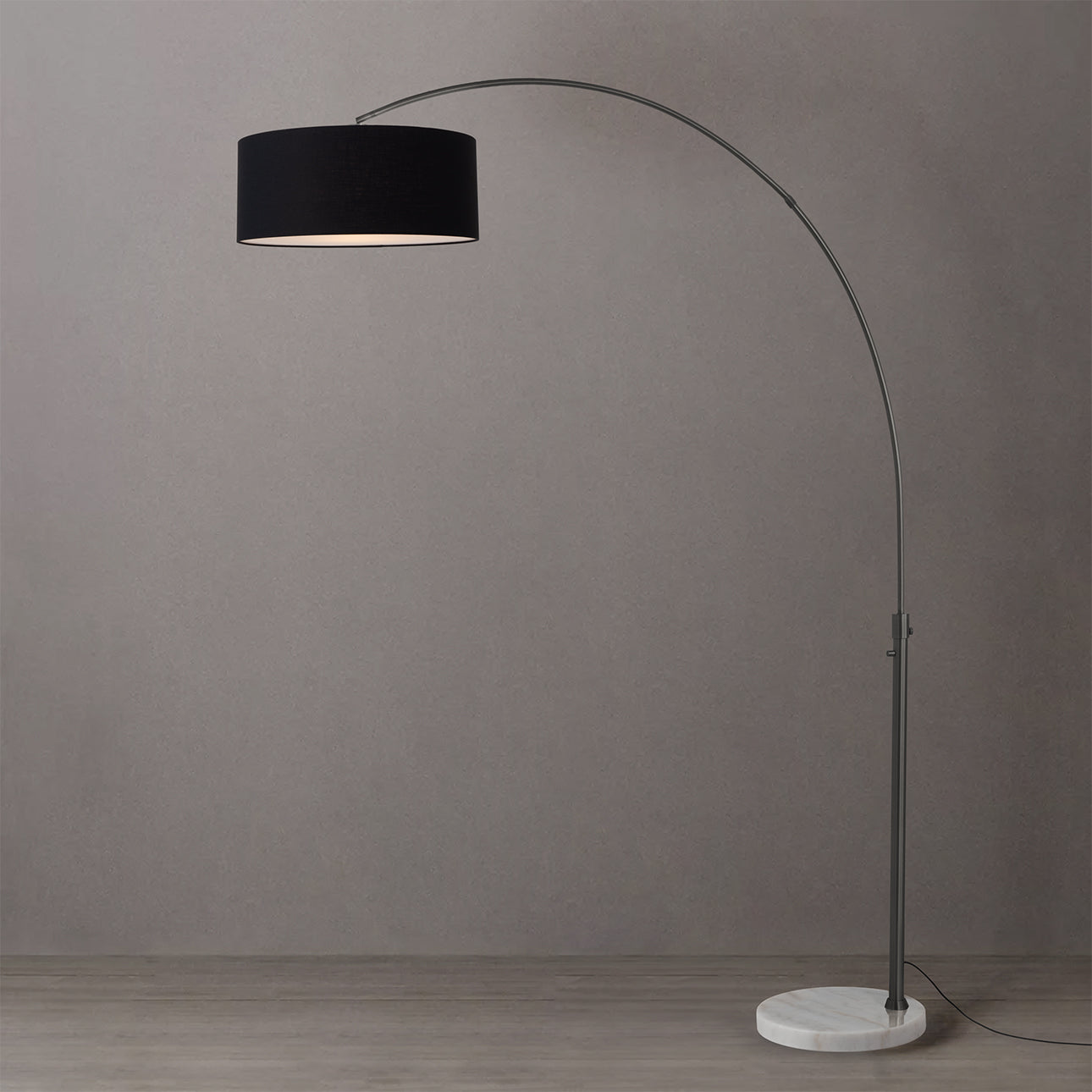 Nova of California 2110823BK Float 1-Light Arc Lamp in Black Nickel / White