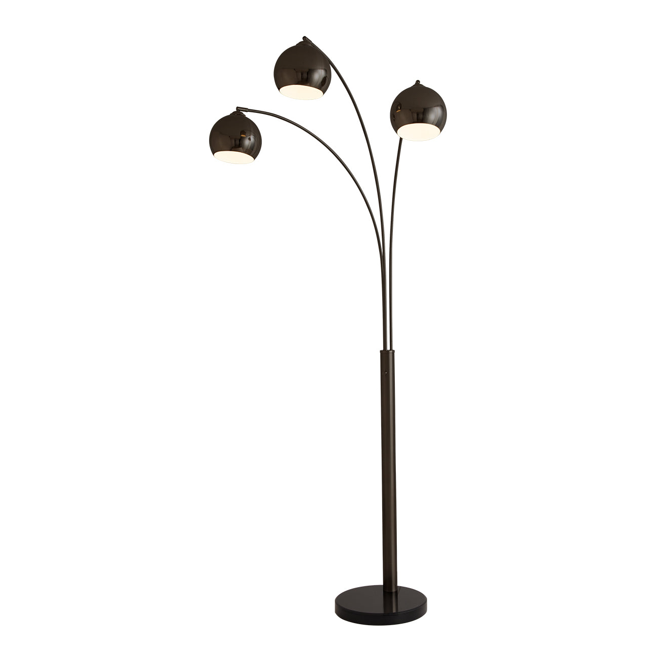 Lampe sur pied arquée à 3 lumières Nova of California 2310800BN Original 1962 Triplet, finition nickel noir / noir