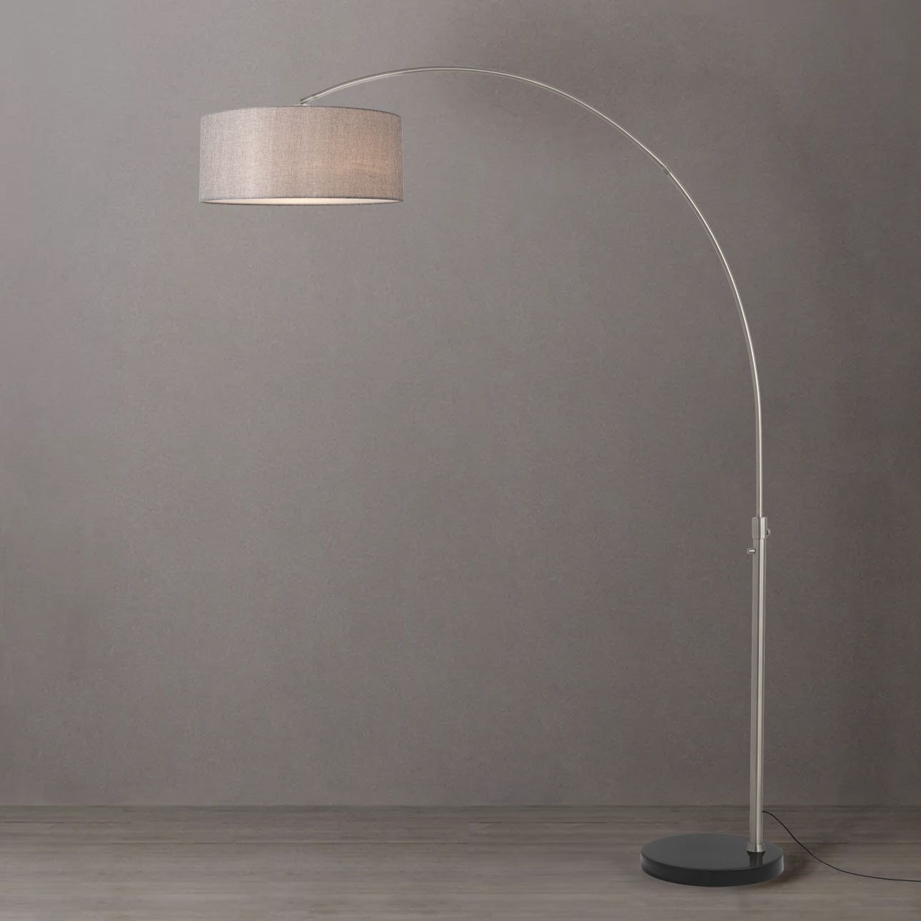 Nova of California 2110819CG Float 1-Light Arc Lamp in Satin Nickel / Black