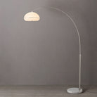 Lampe à arc Simple Morelli de Nova of California 2115822SN en nickel satiné/blanc