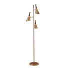 Lampadaire en forme d'arbre à 3 lumières Nova of California 1613807WB Encinitas, finition laiton vieilli
