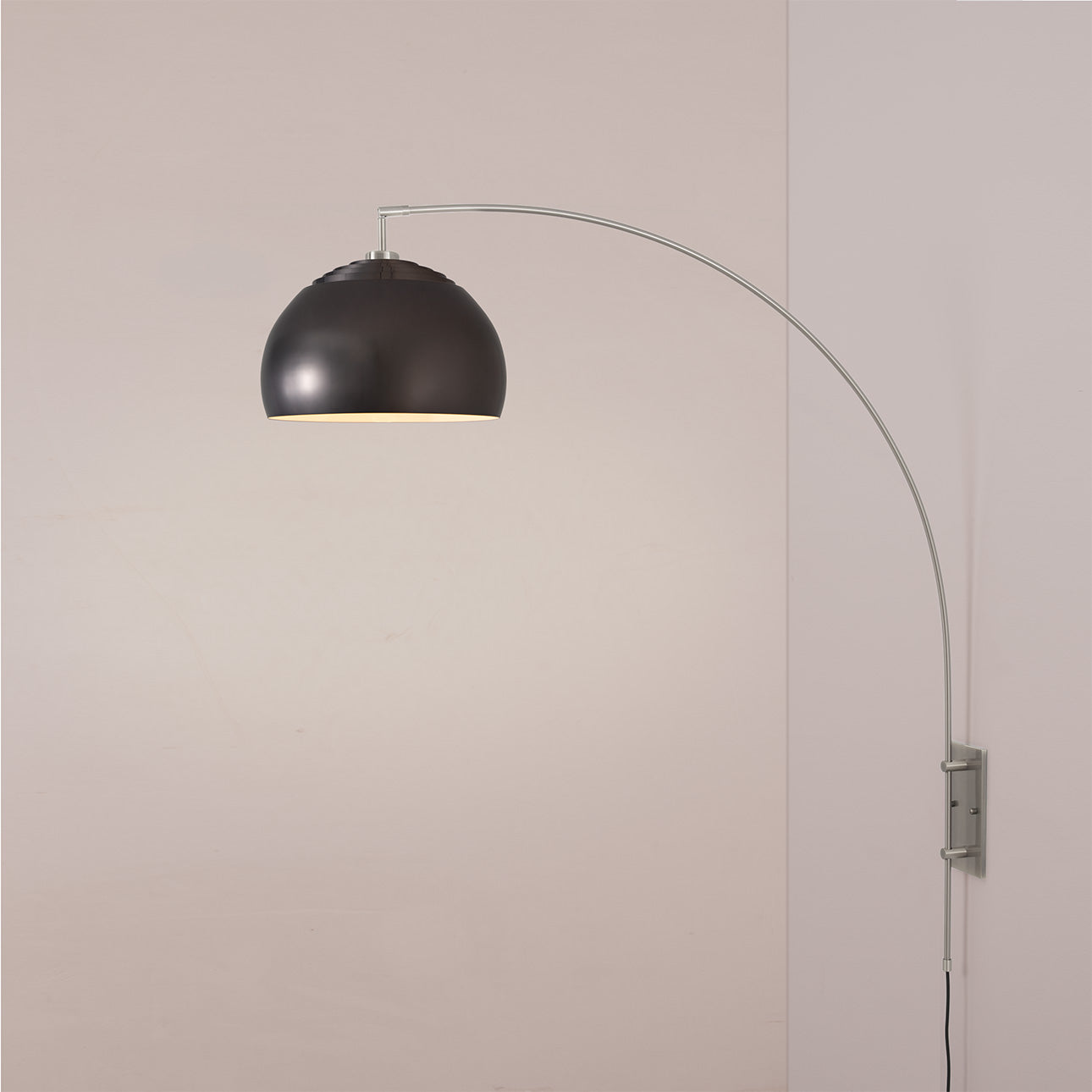 Nova of California 2113837BN Half Dome Wall Mounted Arc Lamp in Black Nickel / Satin Nickel