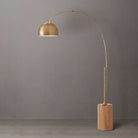 Lampe à arc demi-dôme Tambo de Nova of California 2113839WB en laiton vieilli et frêne naturel