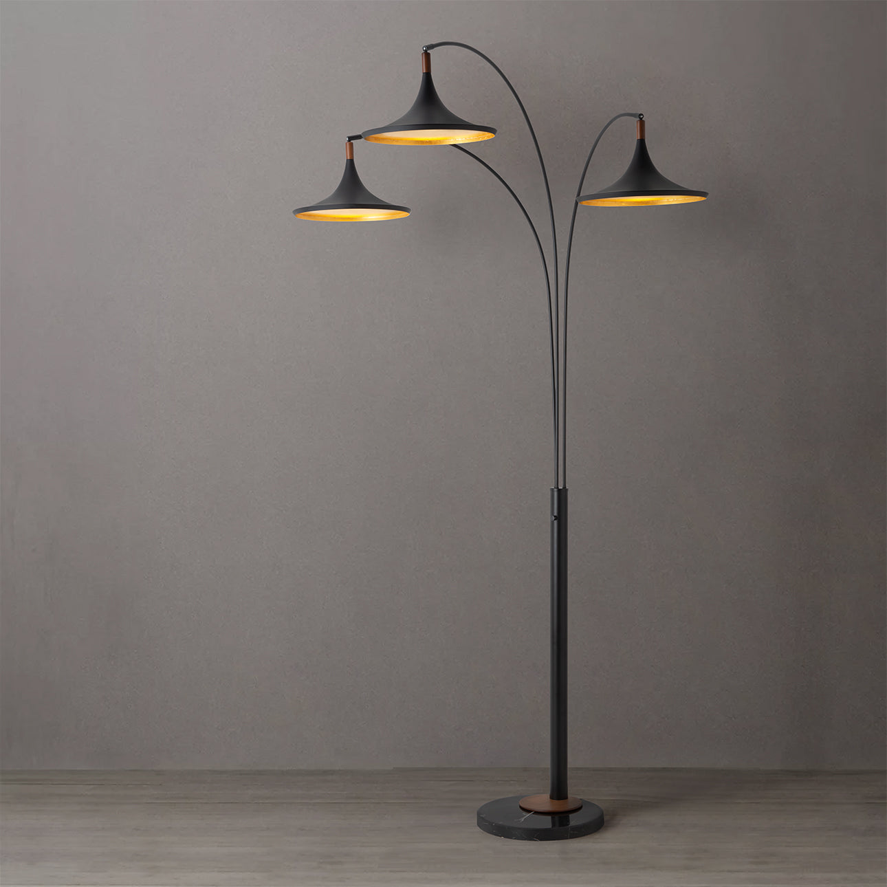 Lampadaire arqué à 3 lumières Nova of California 2310500MB Lodi, noir mat