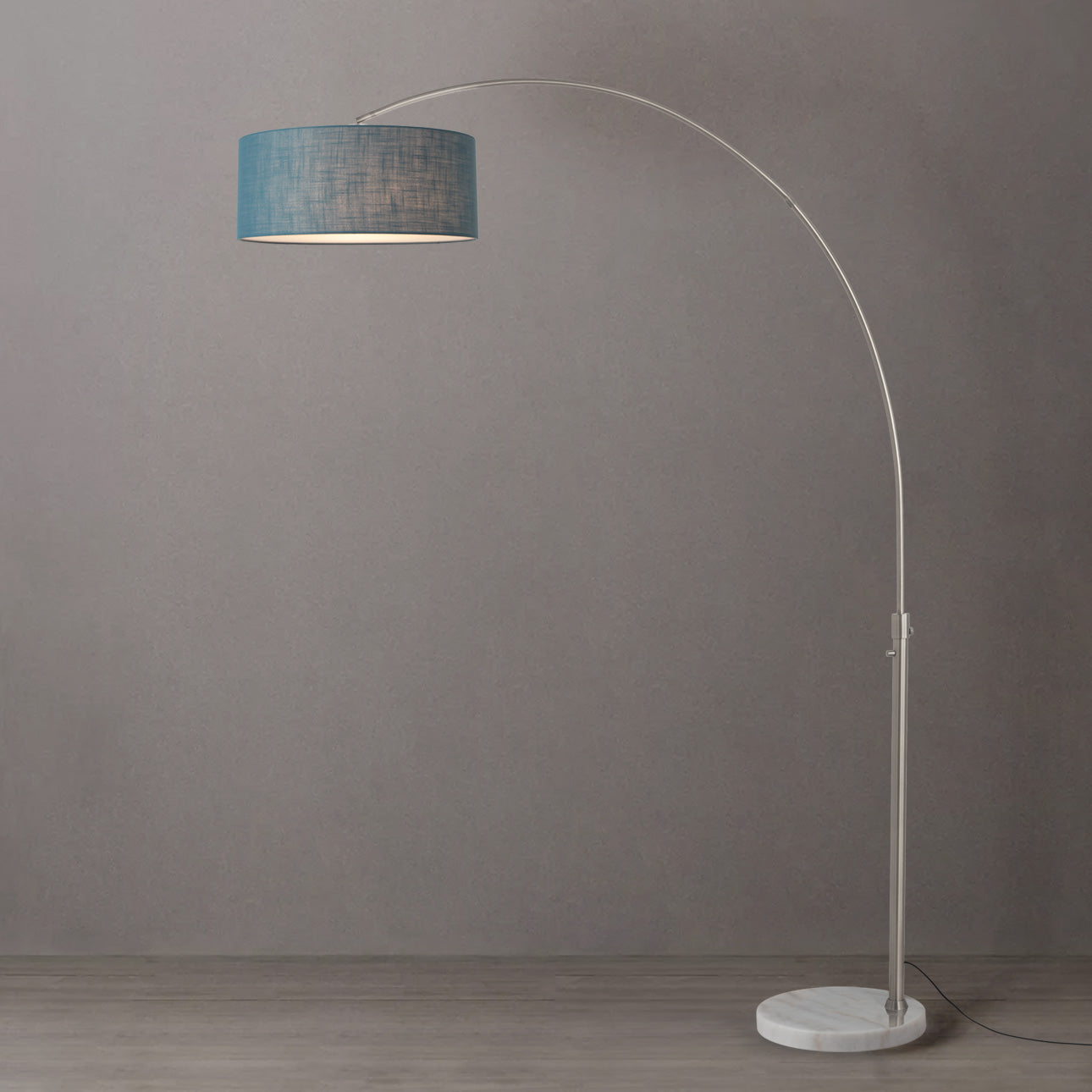 Nova of California 2110822BL Float 1-Light Arc Lamp in Satin Nickel / White