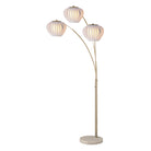 Lampadaire arqué à 3 lumières Bloom de Nova of California (réf. 2310799WB), finition laiton vieilli et blanc.