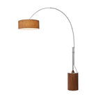 Lampe à arc Nova of California 2110833BU Tambo Stretch à une lumière, finition nickel satiné/noyer foncé